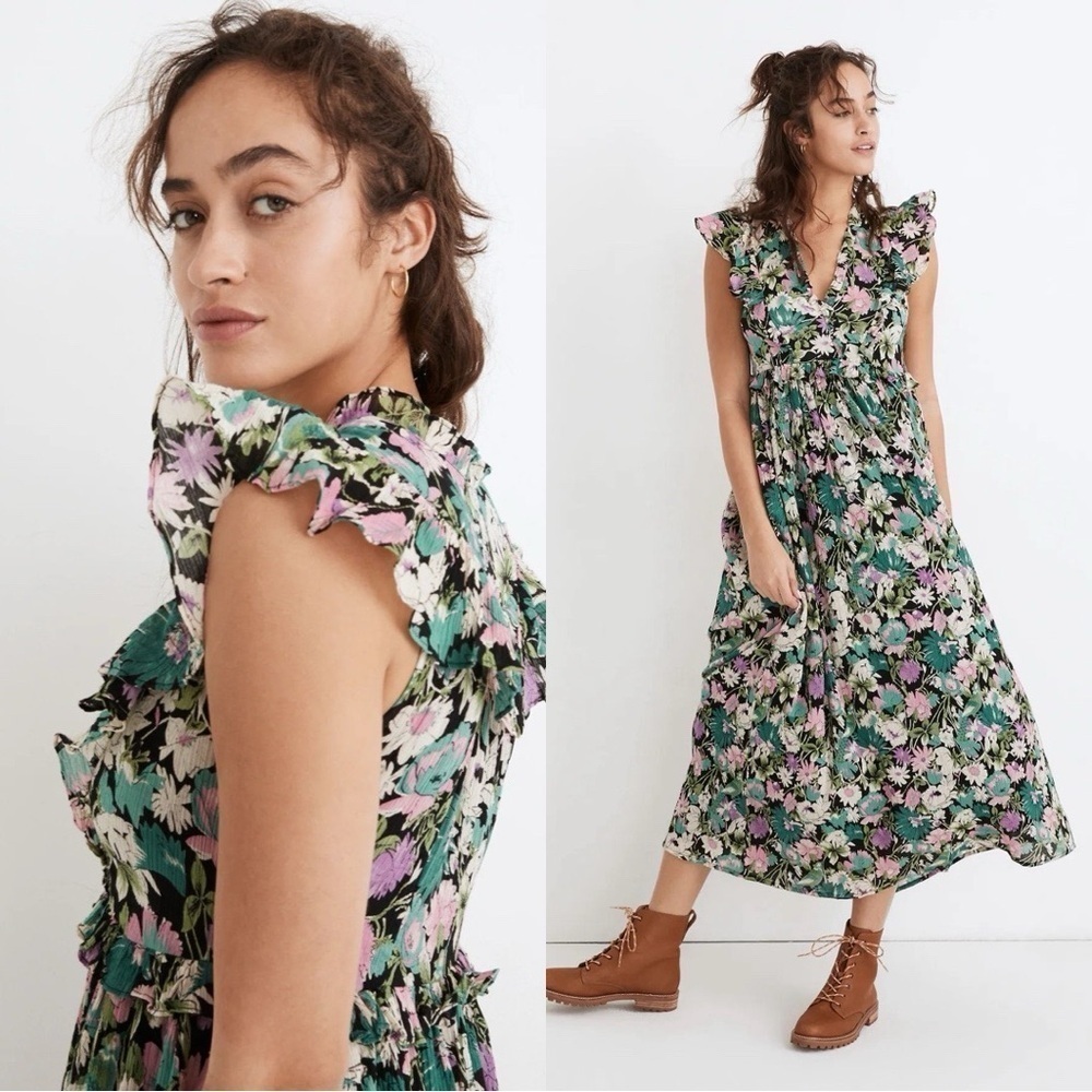 BANJANAN Honey Ruffled Maxi Dress in Fiesta Floral Sz L